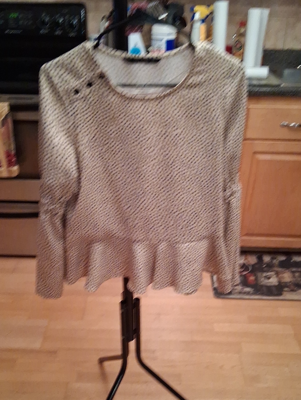 Zara Cream and Black Peplum Tunic